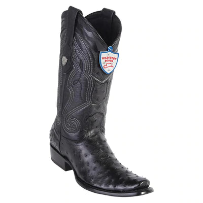 WEST BOOTS #2790305 MEN'S | COLOR BLACK | MEN'S WILD WEST FULL QUILL OSTRICH BOOTS DUBAI TOE HANDCRAFTED image 0