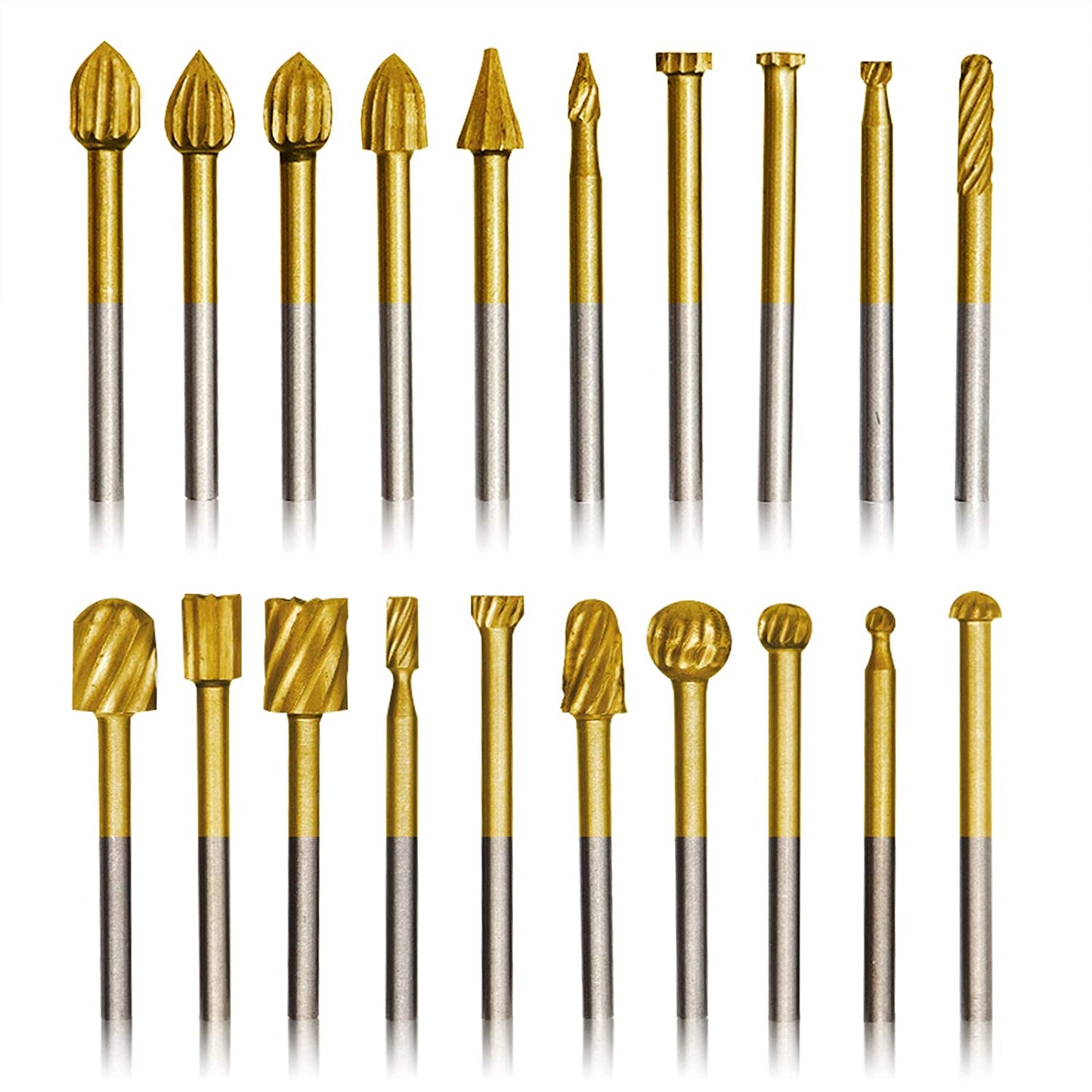 10Pcs HSS Router Carbide Engraving Bits &amp; 10Pcs Router Bit with 1/8"(3mm) Shank Power Rotary Tools for DIY Woodworking, Carving, Sculpting, Engraving, Drilling. image 0