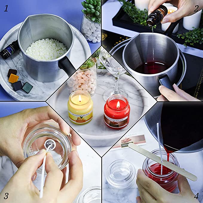 AGLARY DIY Soy Candle Making Kit Supplies, Full Candle Making Kits for Beginners-Including Melting Pitcher, Tin Container,Wicks image 3