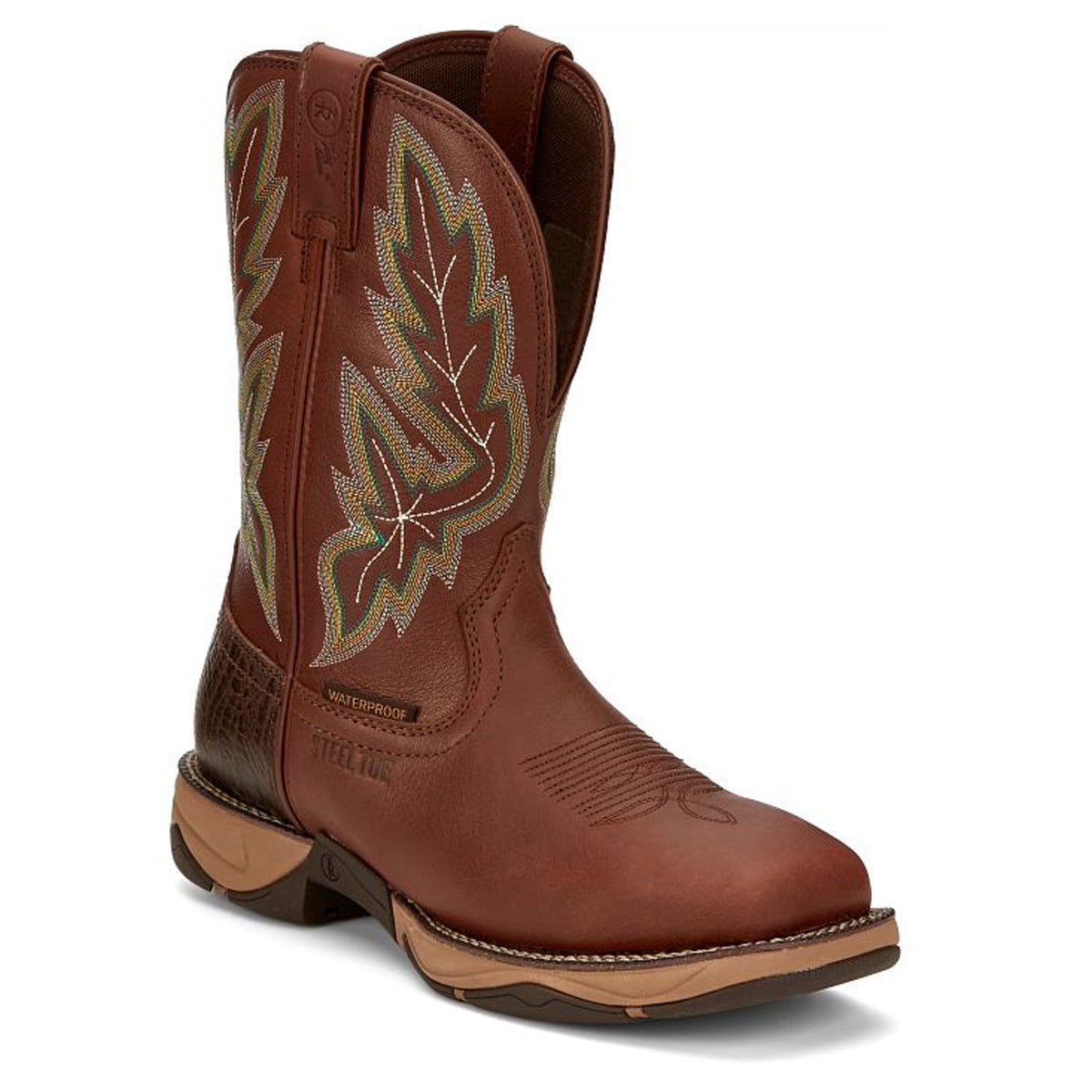 Tony Lamas Boots Men's Footwear Work Burge 11" Wide Square Steel Toe Waterproof Work Boot Color Cognac image 1