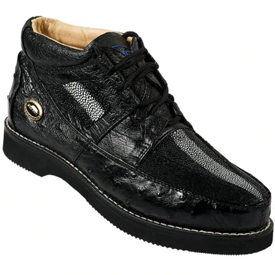 WILD WEST BOOTS #2ZA056005 MEN'S | COLOR BLACK | MEN'S WILD WEST STINGRAY WITH OSTRICH CASUAL SHOES HANDCRAFTED image 0