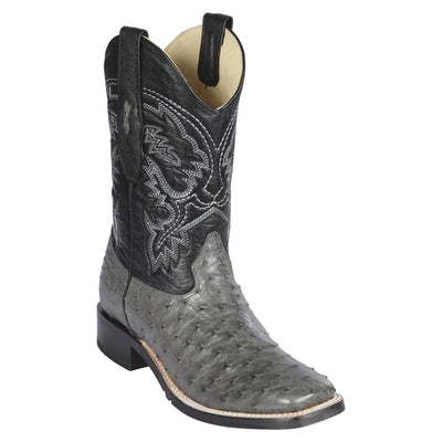 LOS ALTOS BOOTS MENS #8260309 WIDE SQUARE TOE | GENUINE OSTRICH LEATHER BOOTS | COLOR GRAY image 0
