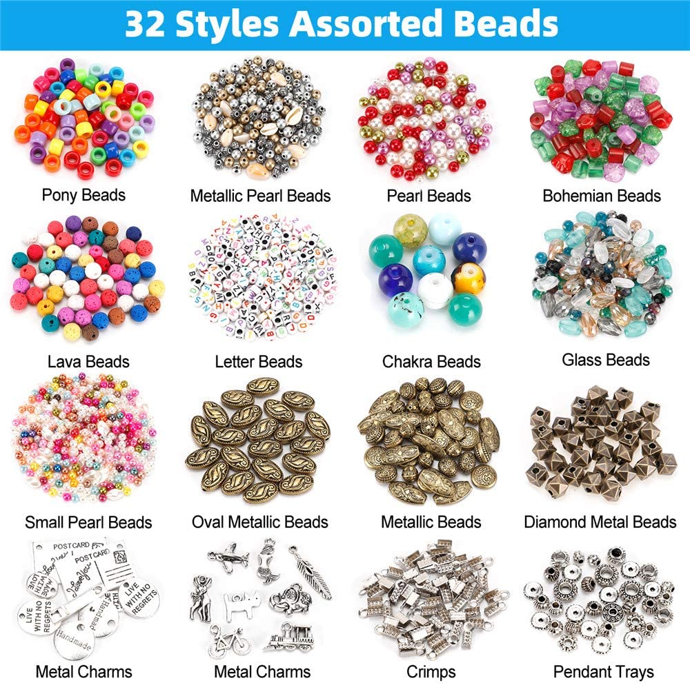 Jewelry Making Kit,Jewelry Making Supplies Includes Jewelry Beads,Charms,Complete Tools for Necklace Earring Bracelet,Crafts for Adults and Beginners,Gift for Teens, Girls, Women image 2