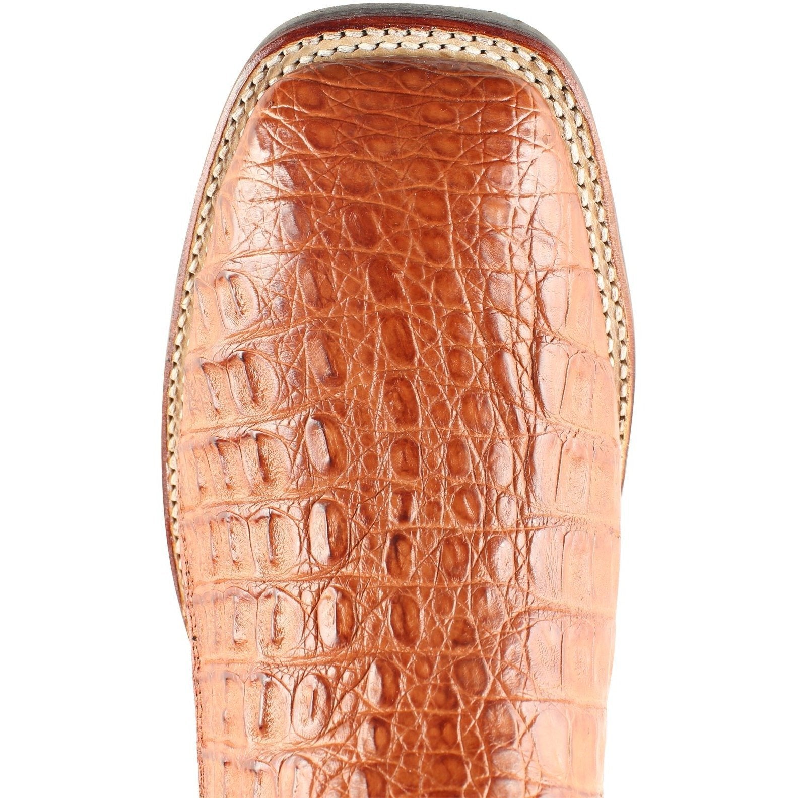 Los Altos Boots Mens #826A1803 Wide Square Toe | Genuine Caiman Flank Leather Boots | Color Cognac image 1