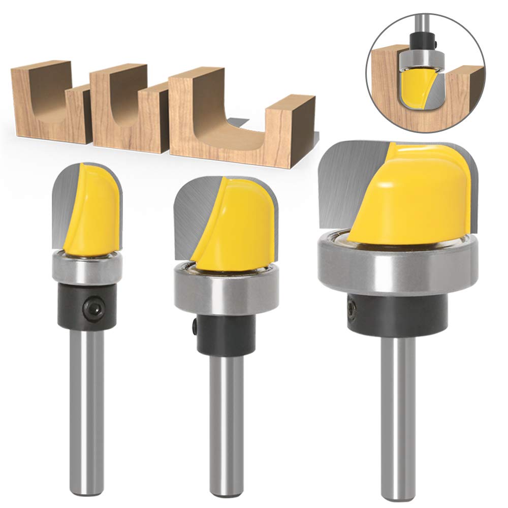 Yakamoz 3Pcs 1/4 Inch Shank Bowl and Tray Template Router Bit Set with Ball Bearing Dish Carving Router Bits Wood Cutter Woodworking Tool image 1