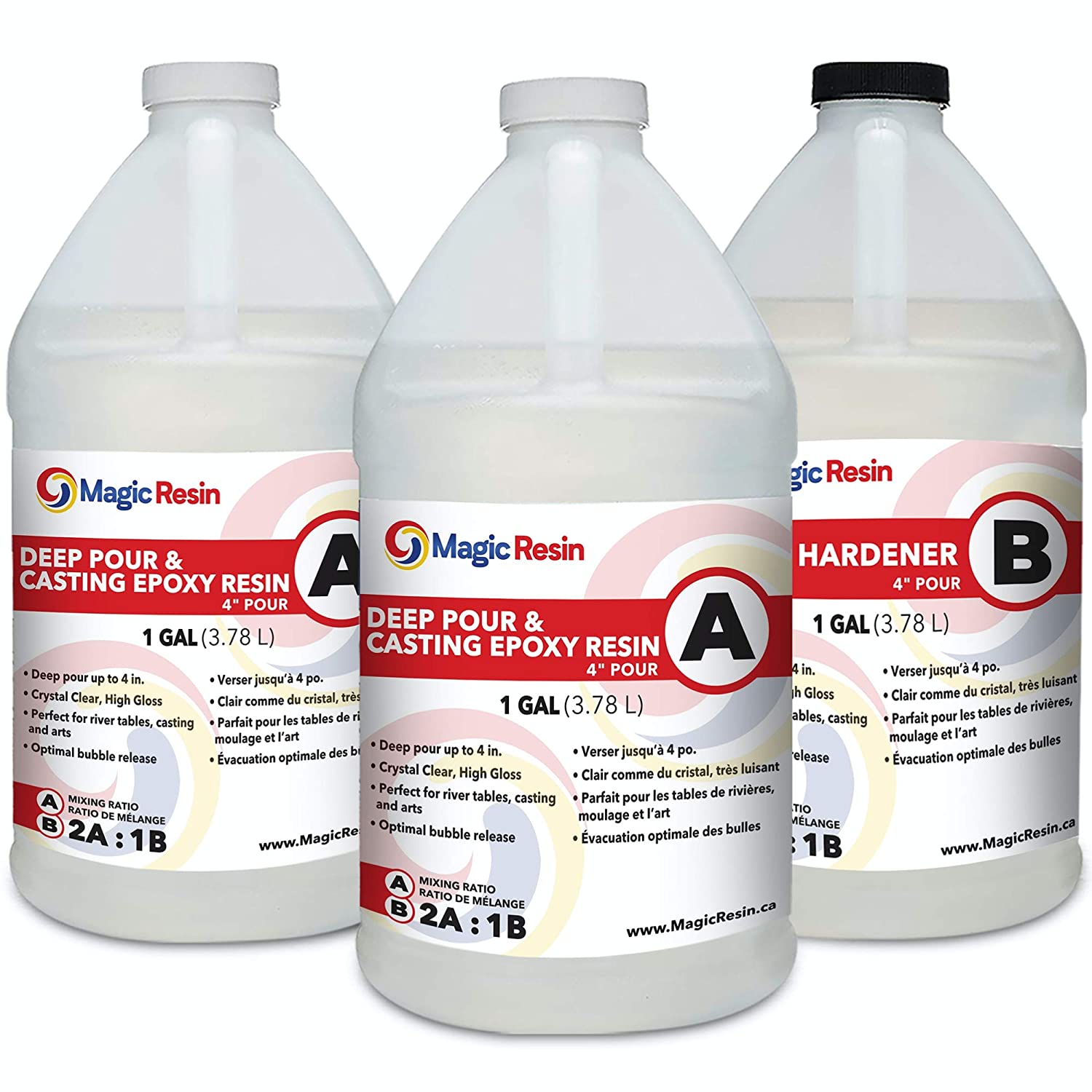 Deep Pour Epoxy Resin for River Table | 3 Gallon (11.4 L) | 4'' DEEP POUR, CASTING &amp; ART Epoxy Resin Kit | Low Odor | Crystal Clear and High Gloss | For River Tables, Deep Pour, Casting image 0