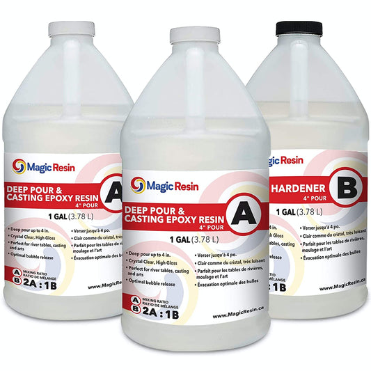 Deep Pour Epoxy Resin for River Table | 3 Gallon (11.4 L) | 4'' DEEP POUR, CASTING &amp; ART Epoxy Resin Kit | Low Odor | Crystal Clear and High Gloss | For River Tables, Deep Pour, Casting image 0