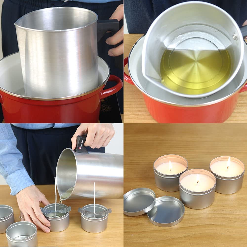 EricX Light Candle Making Pouring Pot, 4 pounds, Dripless Pouring Spout &amp; Heat-Resisting Handle Designed Wax Melting Pot, Aluminum Construction Candle Making Pitcher image 5