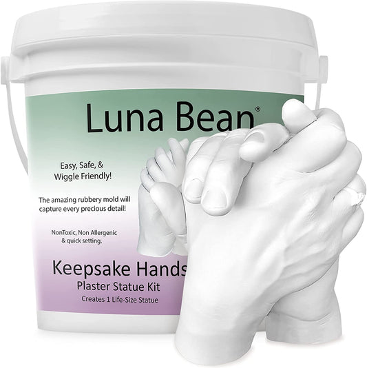 Luna Bean Keepsake Hands Casting Kit | DIY Plaster Statue Casting Kit | Hand Holding Craft for Couples, Adult &amp; Child, Wedding, Friends, Anniversary image 0