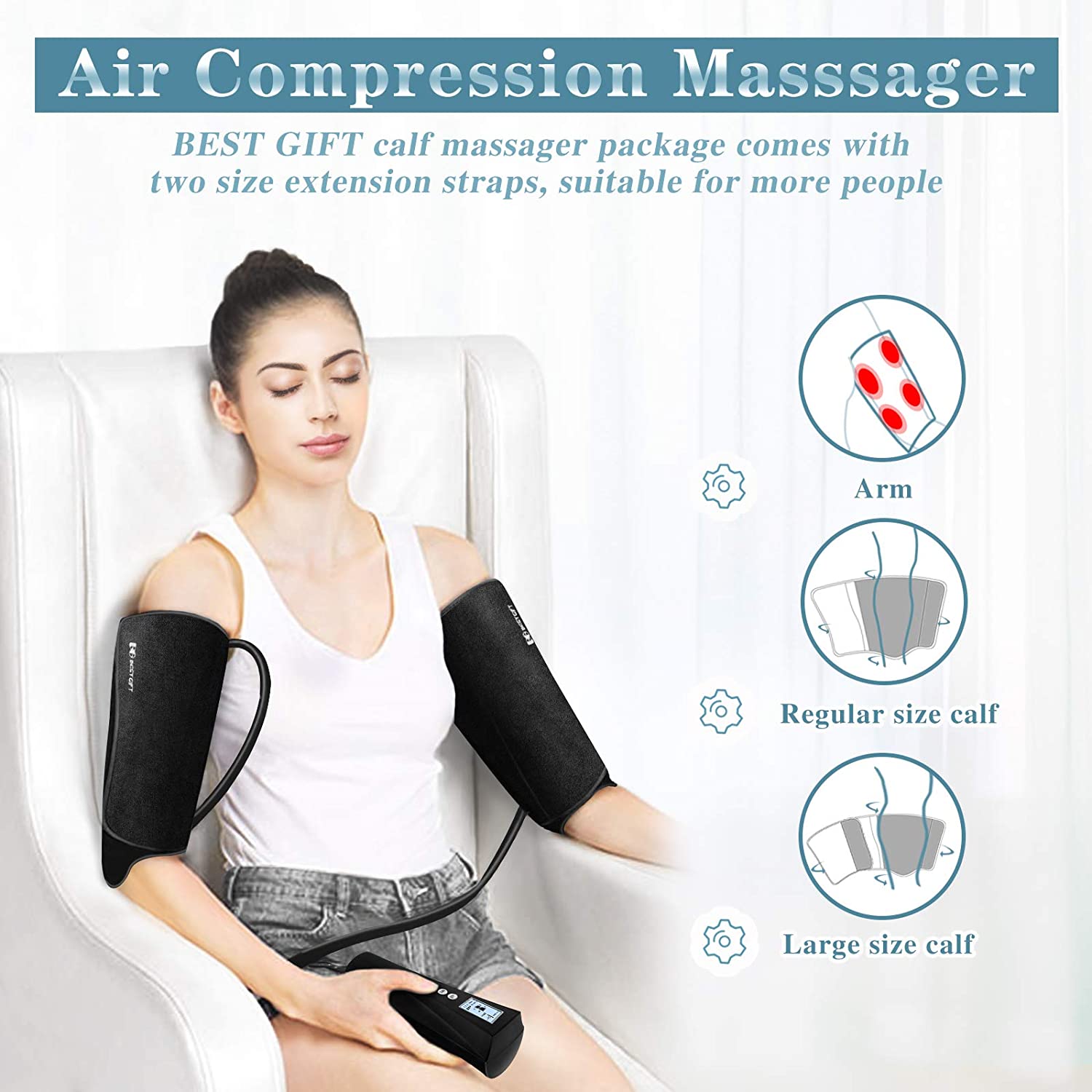 Compression Leg Massager, Muscle Fatigue Massager for Leg, Calf Air Massager for Circulation, Foot Massager with Heat, Gifts for Women,Men image 3