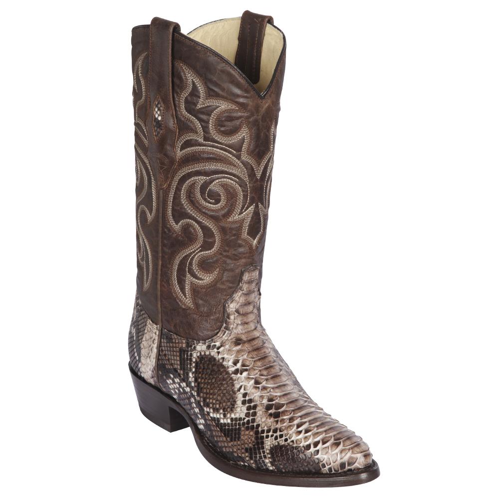 Los Altos Boots Mens #605785 Medium Round Toe | Genuine Python Snakeskin Leather Boots | Color Rustic Brown image 0
