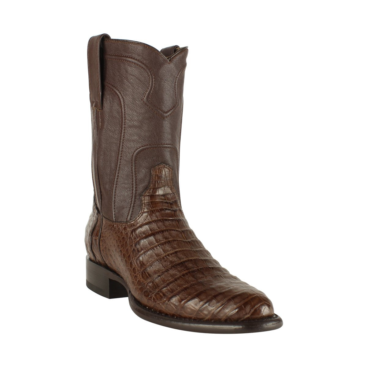 Los Altos Boots Mens #698207 Roper Style | Caiman Belly Boots Handcrafted | Color Brown image 0