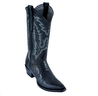 WOMEN'S LOS ALTOS SNIP TOE TEJU LIZARD BOOTS HANDMADE | COLOR BLACK (340705) image 0