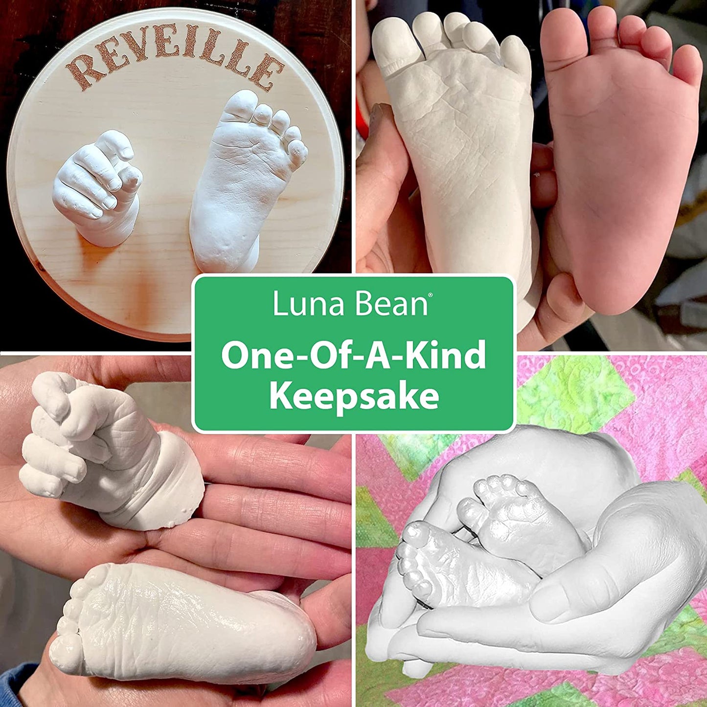 Luna Bean Baby Keepsake Hand Casting Kit - Plaster Hand Molding Casting Kit for Infant Hand &amp; Foot Molding - Baby Casting Kit for First Birthday, Christmas &amp; Newborn Gifts - (Clear Sealant - Gloss) image 2