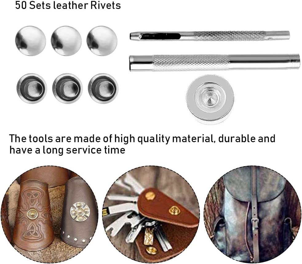 Leather Working Tools Kit 103 Pcs, Leather Craft DIY Tools with Stamping Tool, Cutting Mat, Snaps Rivets Kit, Stitching Groover, Waxed Thread, Leather Tool Kit for Stitching Punching Cutting Sewing image 6