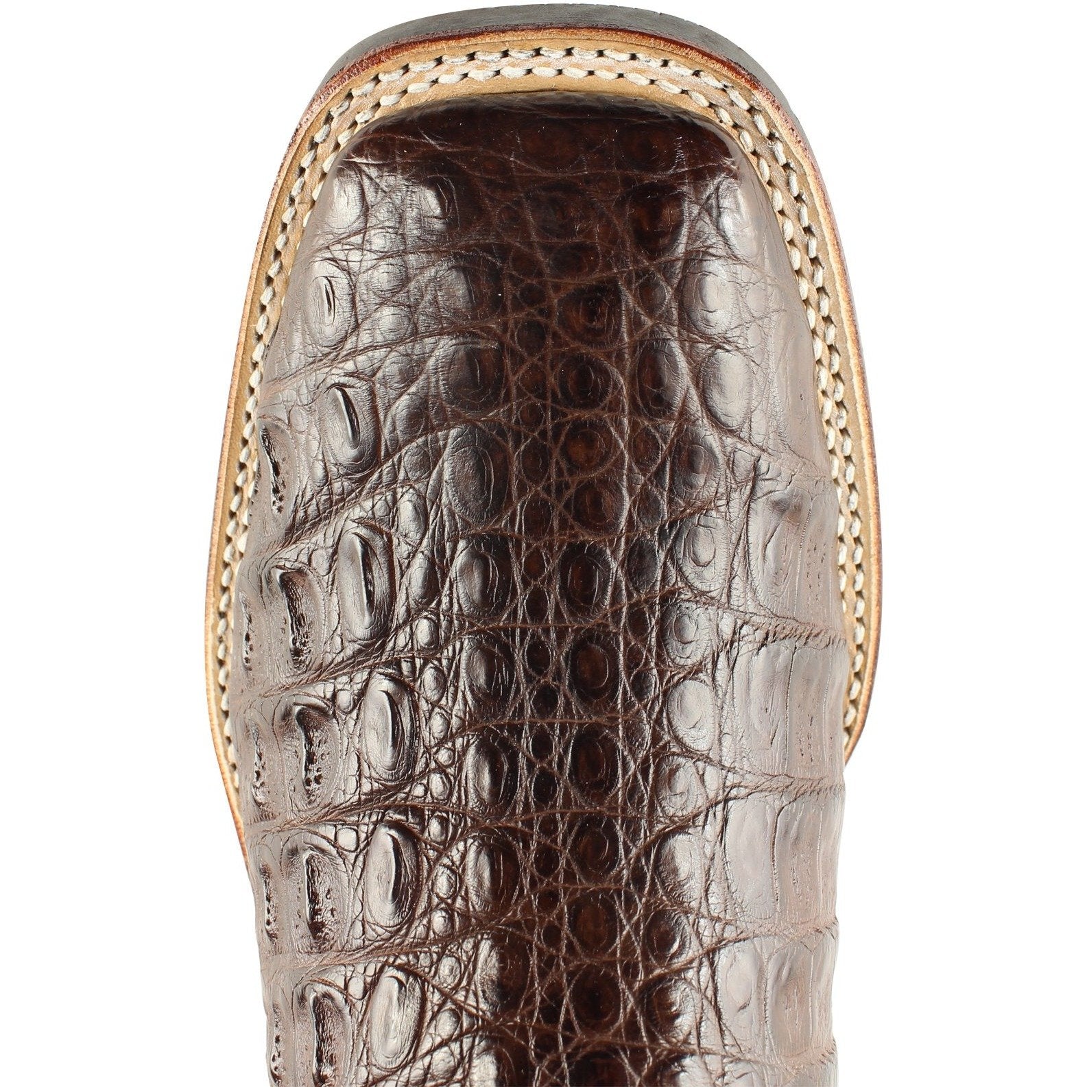 Los Altos Boots Mens #826A1807 Wide Square Toe | Genuine Caiman Flank Leather Boots | Color Brown image 1