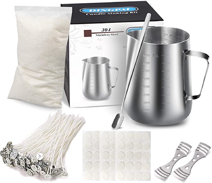 Candle Making Kit Supplies, Soy Wax DIY Candle Craft Tools Including Candle Make Pouring Pot, Candle Wicks, Wicks Sticker, 3-Hole Candle Wicks Holder, Natural Soy Wax and Spoon image 0