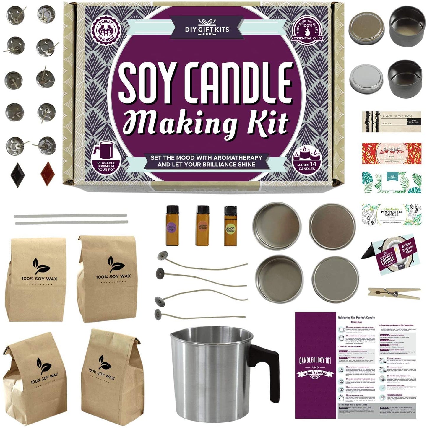 Soy Candle Making Kit for Adults and Teens (49-Piece Set) Easy to Make Essential Oil Scented Wax Candles image 0