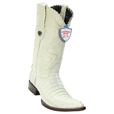 WILD WEST BOOTS #2950104 MEN'S | COLOR WINTERWHITE | MEN'S WILD WEST CAIMAN TAIL 3X TOE BOOTS HANDCRAFTED image 0
