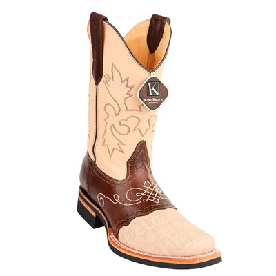 MEN'S KING EXOTIC ELEPHANT SKIN BOOTS RUBBER SOLE &amp; SADDLE SQUARE TOE HANDCRAFTED ORYX (48167011) image 0