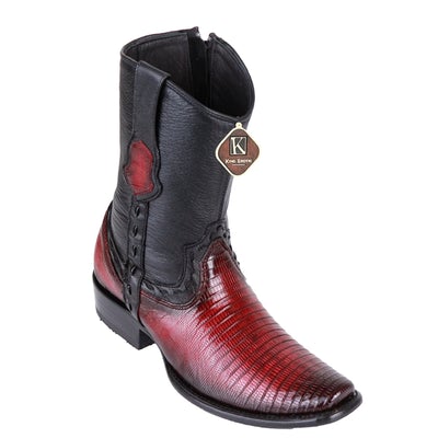 MEN'S KING EXOTIC TEJU LIZARD BOOTS DUBAI TOE HANDCRAFTED FADED BURGUNDY (479B0743) image 0