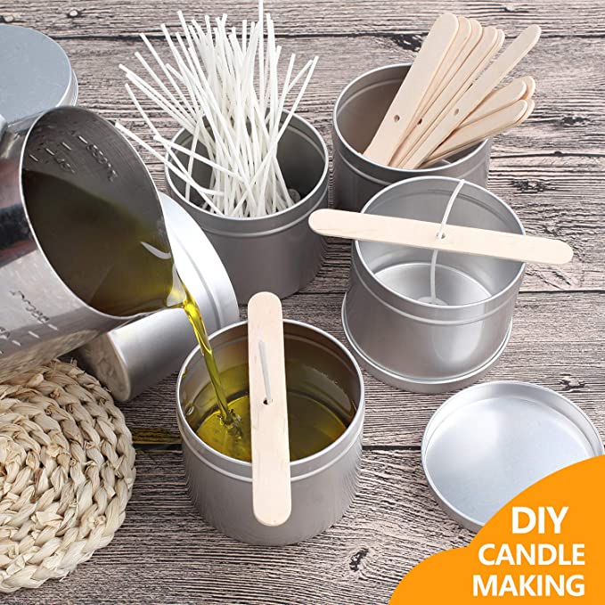 DINGPAI 27pcs Candle Tins, 2oz Metal Tins, Round Empyt Candle Containers for Candle Making, Party Favors, Spices &amp; Gifts… image 4