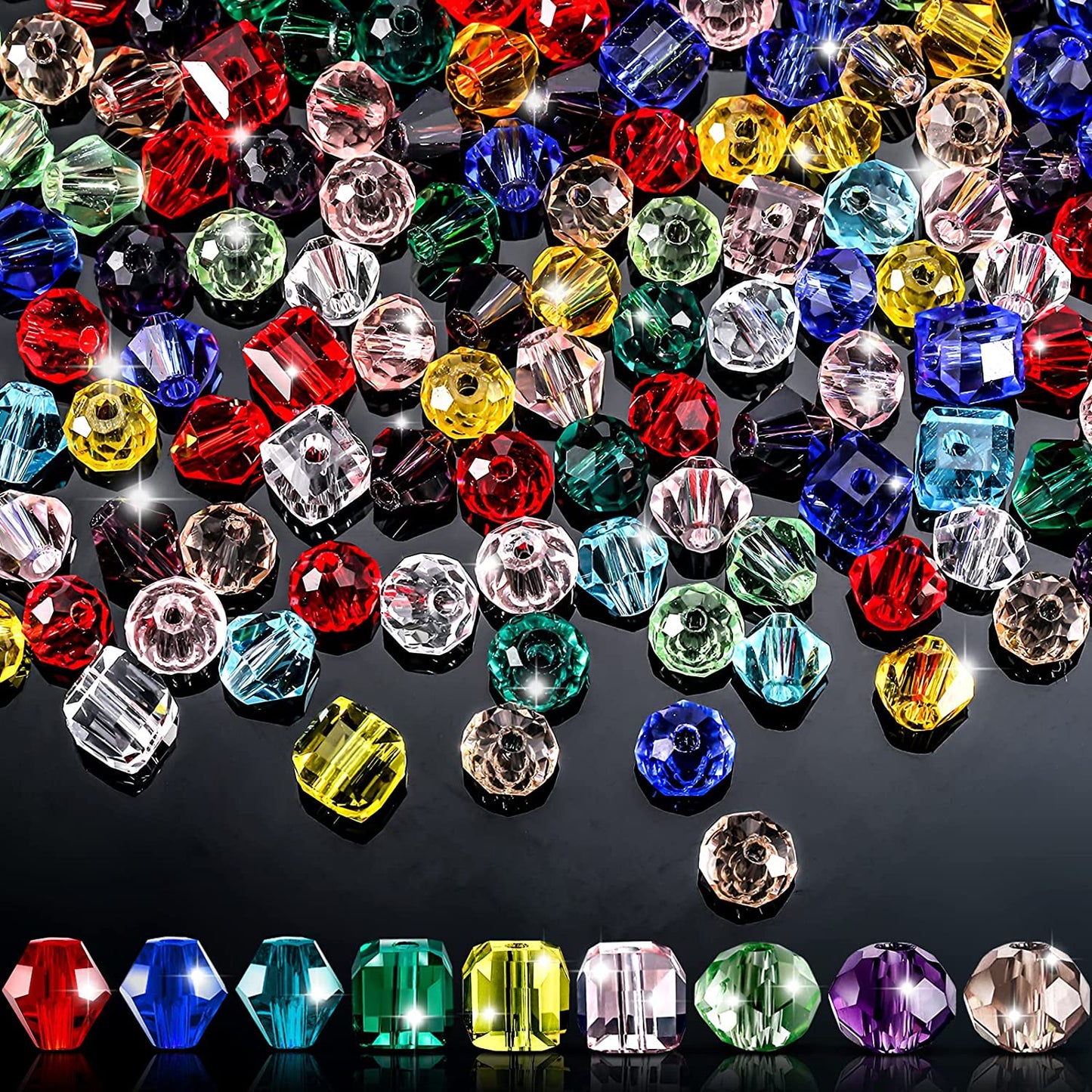 1000 Pieces Crystal Beads for Jewelry Making Faceted Bicone Cube Crystal Glass Beads 6 mm Loose Beads Briollete Rondelle Spacer Beads for Crafts DIY Bracelets Necklace Pendants Making Supplies image 0