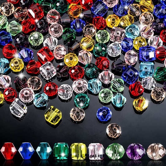 1000 Pieces Crystal Beads for Jewelry Making Faceted Bicone Cube Crystal Glass Beads 6 mm Loose Beads Briollete Rondelle Spacer Beads for Crafts DIY Bracelets Necklace Pendants Making Supplies image 0