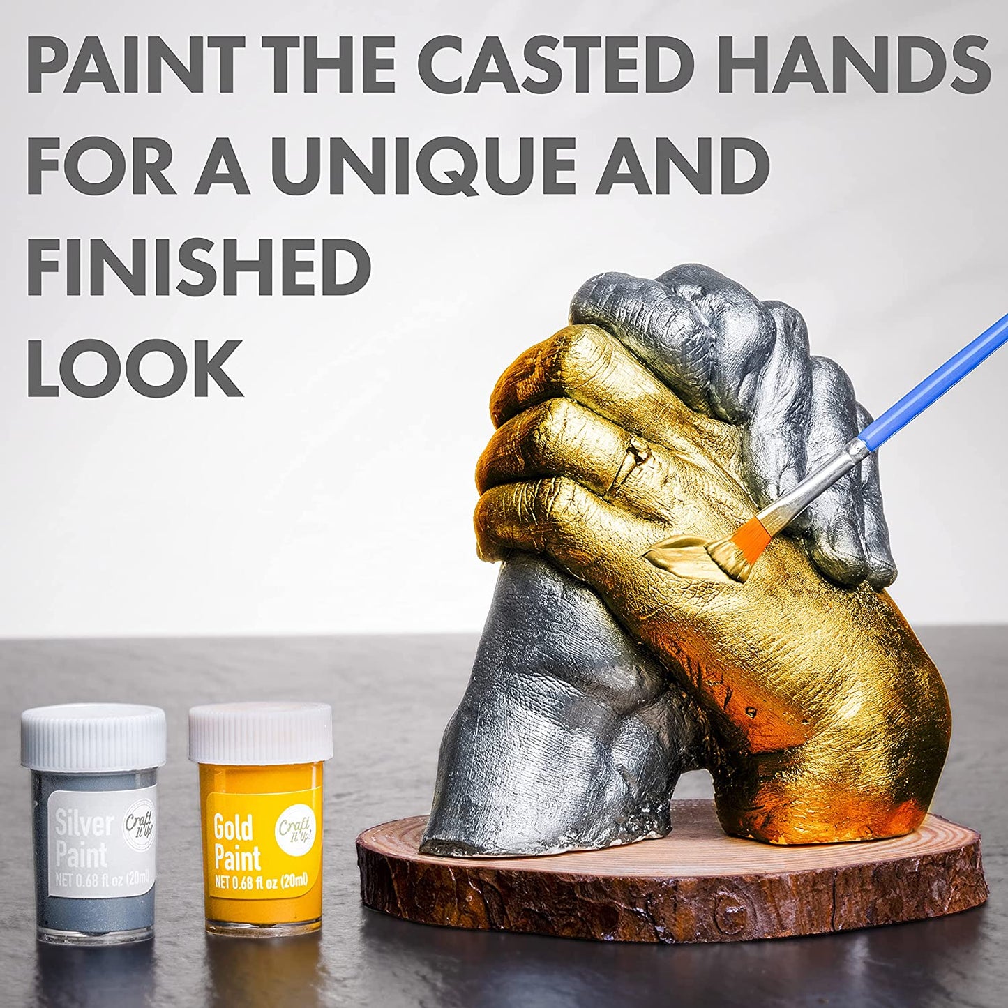 Hand Casting Kit by Craft It Up! DIY Plaster Molding Sculpture Kit, Hand Holding Craft for Adults Couples Romantic Activity Set, Baby Shower, Anniversary, Wedding Gift - Baby Hand Feet Mold Keepsake image 3