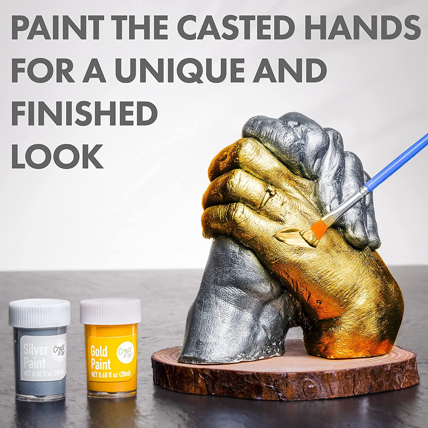 Hand Casting Kit by Craft It Up! DIY Plaster Molding Sculpture Kit, Hand Holding Craft for Adults Couples Romantic Activity Set, Baby Shower, Anniversary, Wedding Gift - Baby Hand Feet Mold Keepsake image 3