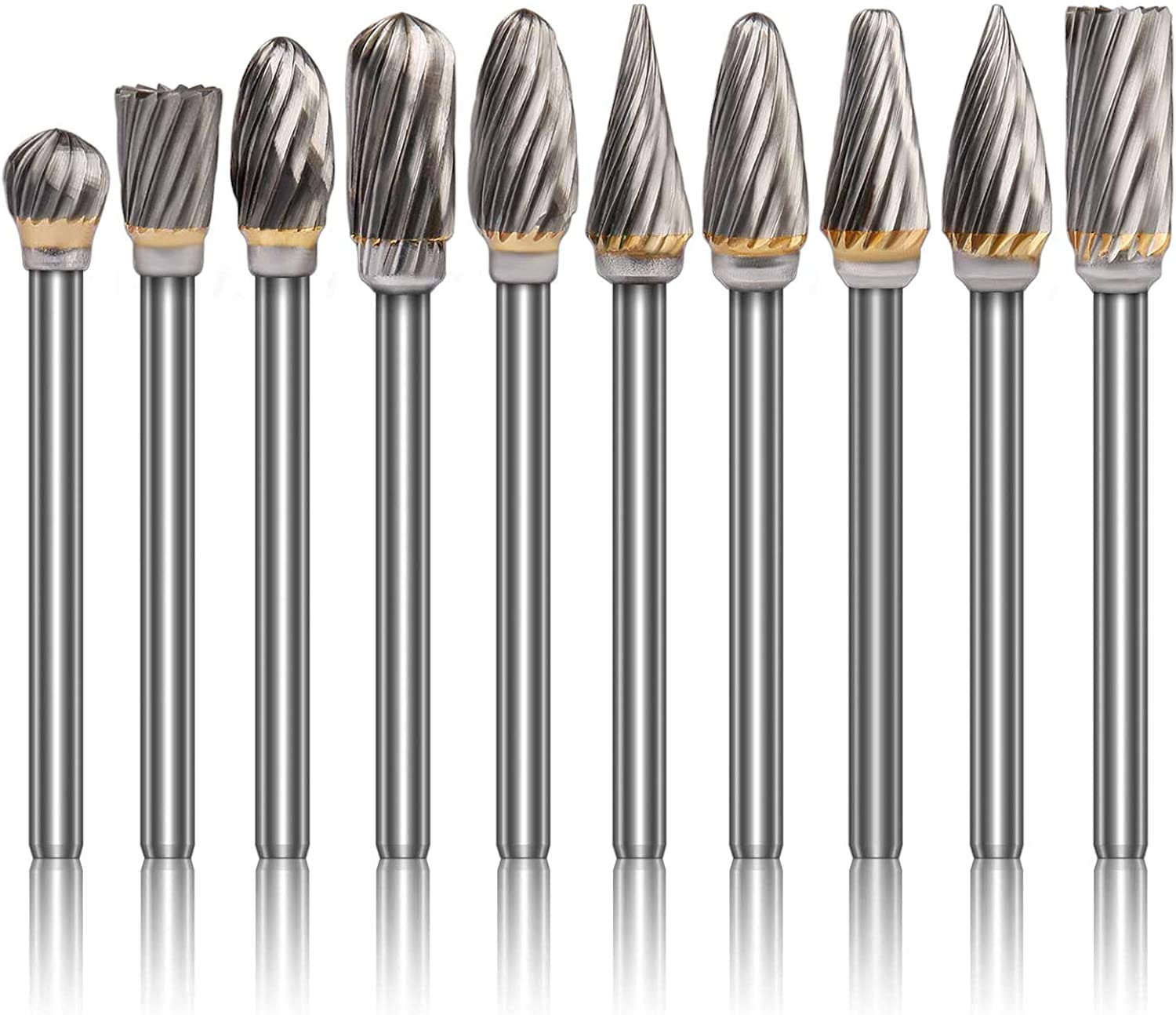 K Kwokker Tungsten Carbide Burr Set 1/8 Shank Diamond Files HRA85 Rotary Tool Accessory Kit, Drill Chucks Accessories for Dremel Rotary Drill Air Die Grinder for Metal Polishing, Wood Carving image 0