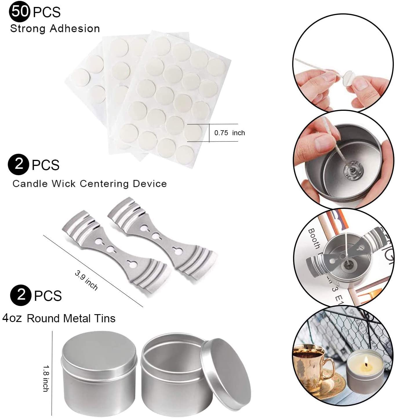 DINGPAI Candle Making Supplies, DIY Candles Craft Tools Including Candle Make Pouring Pot, Candle Wicks, Candle Wicks Sticker, 3-Hole Candle Wicks Holder, Candle Tins and Spoon image 3