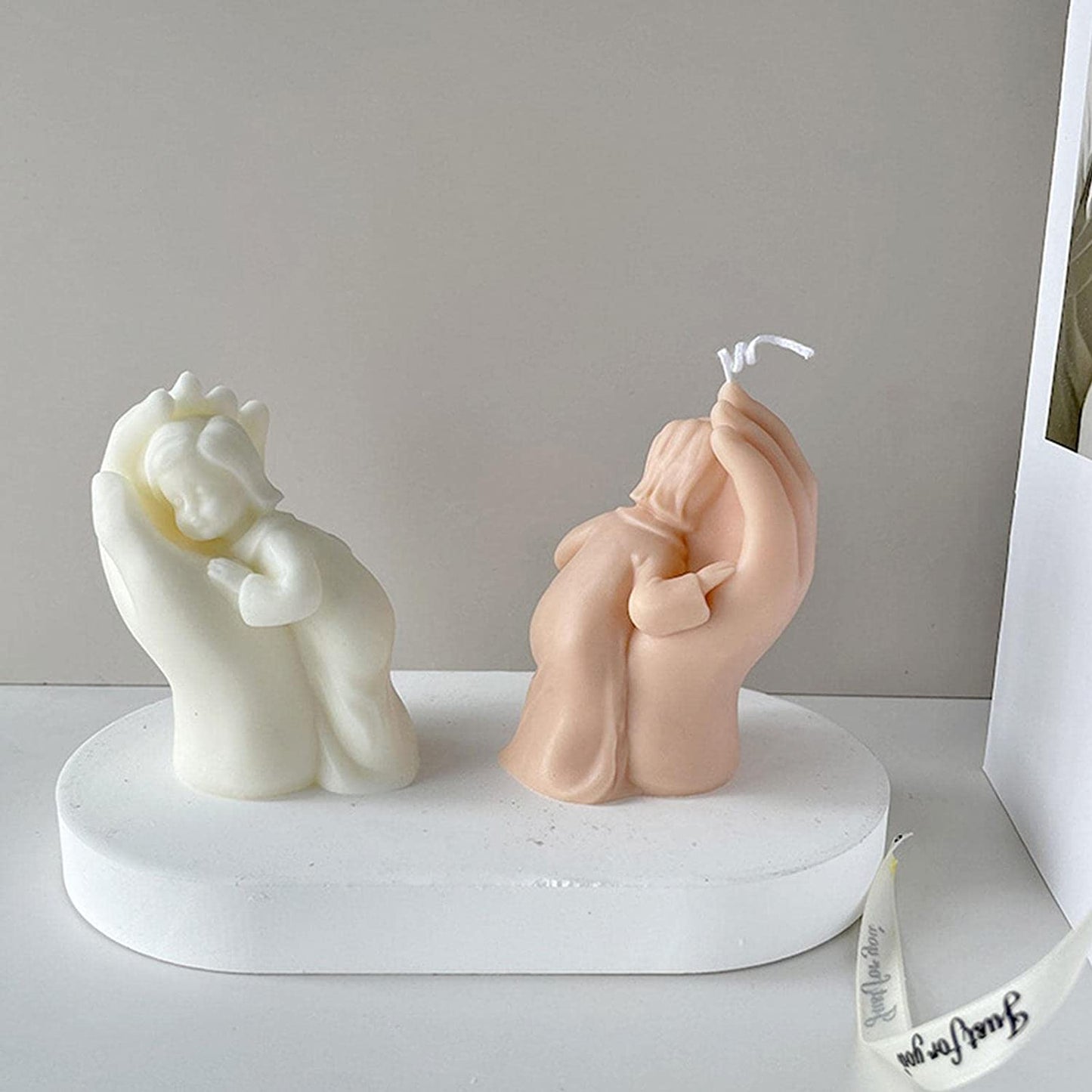 Uwariloy 3D Silicone Candle Mold, Creative Mother Touch Girl Shaped Resin Molds, Sculpture Casting Mold Handmade Mould for DIY Crafts Candle Soap Chocolate Mother Gift Making image 5