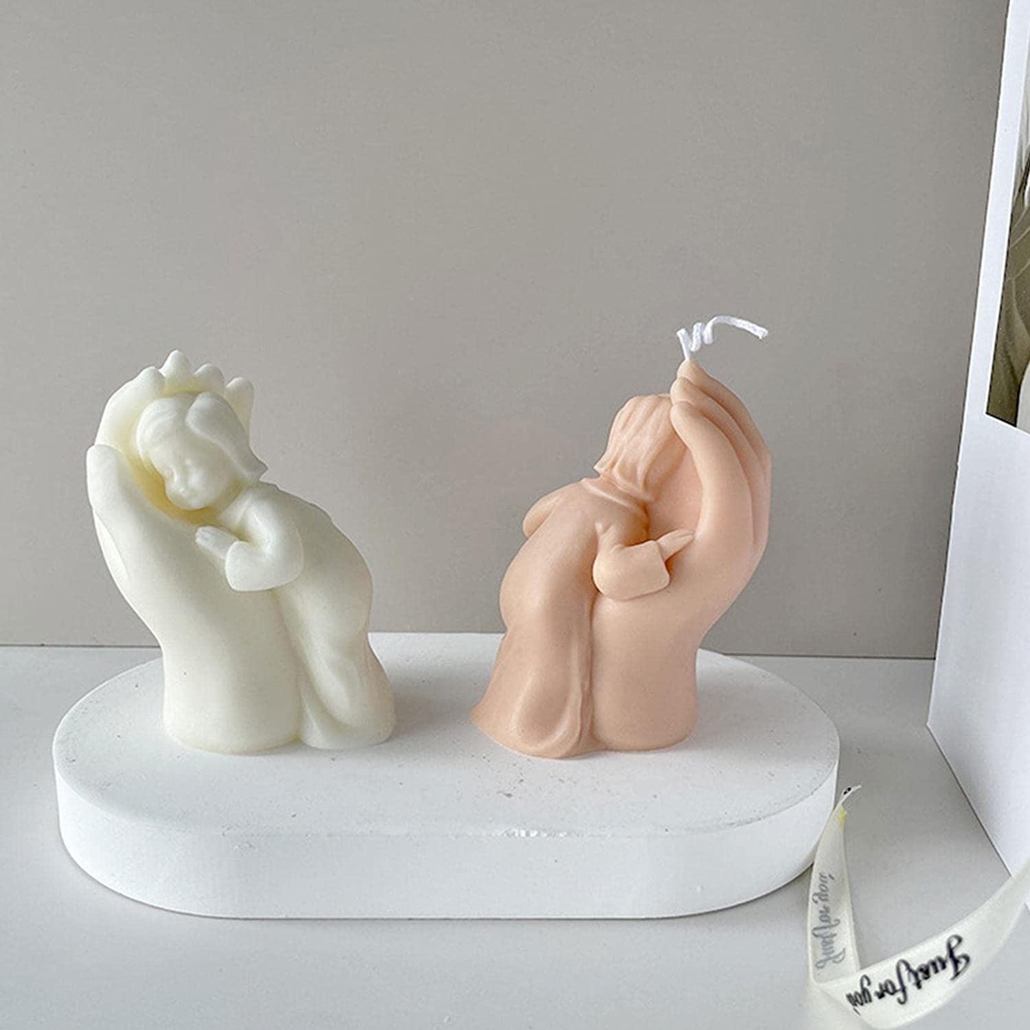 Uwariloy 3D Silicone Candle Mold, Creative Mother Touch Girl Shaped Resin Molds, Sculpture Casting Mold Handmade Mould for DIY Crafts Candle Soap Chocolate Mother Gift Making image 5