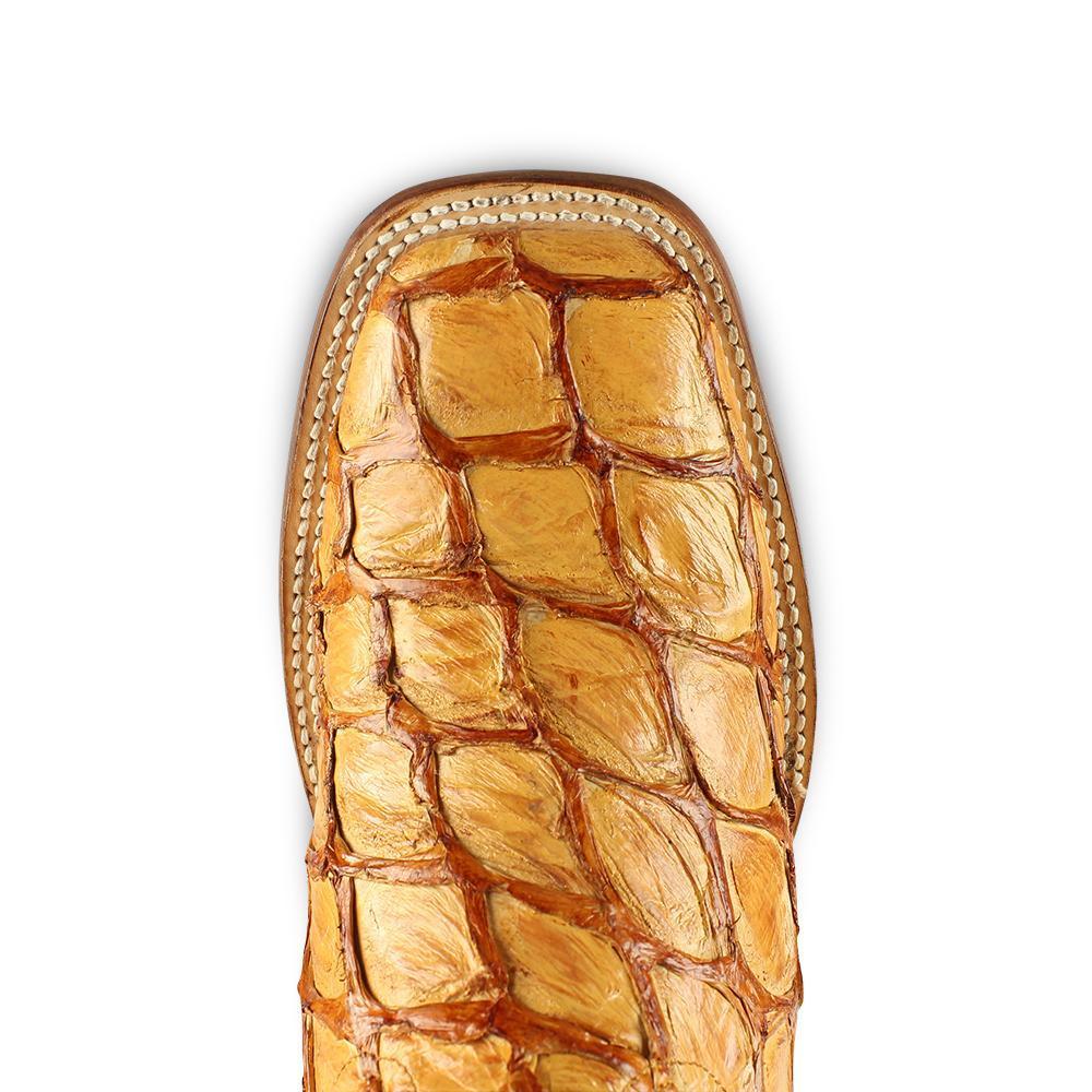 Los Altos Boots Mens #8221002 Wide Square Toe | Genuine Pirarucu Fish Boots | Color Buttercup image 2