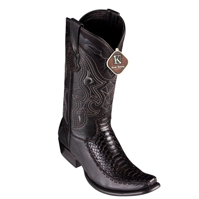 MEN'S KING EXOTIC PYTHON BOOTS WITH DEER DUBAI TOE HANDCRAFTED BLACK (479F5705) image 0