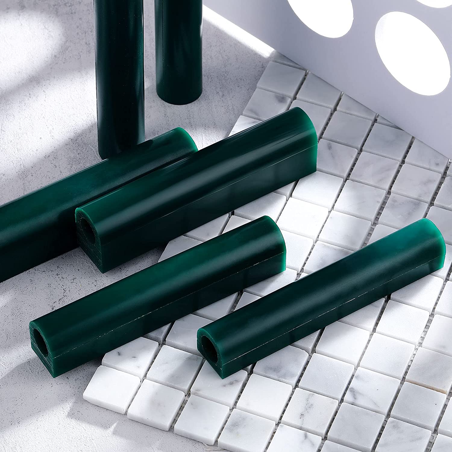6 Pieces Carving Wax Ring Tube Green Ring Carving Wax Hole Round Wax Tubes Ring Hard Modeling Wax for Jewelry Ring Casting Mold Kit Ring Making, Different Sizes image 5