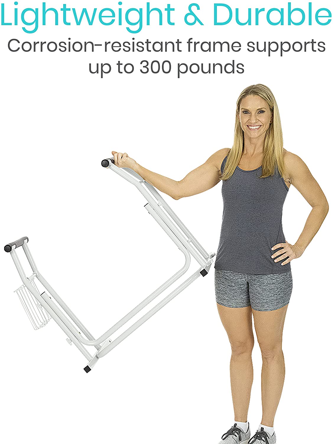 Vive Stand Alone Toilet Rail - Medical Bathroom Safety Assist Frame with Support Grab Bar Handles &amp; Railings for Elderly, Senior, Handicap &amp; Disabled - Freestanding Commode Stability Handrails image 2