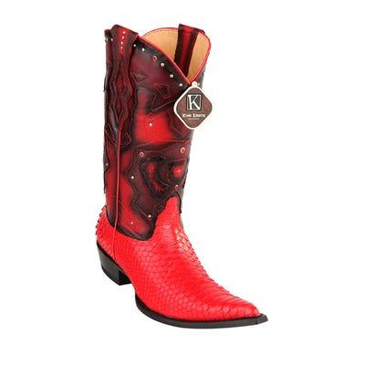 MEN'S KING EXOTIC BOOTS GENUINE PYTHON 3X TOE RED (495VF5712) image 0