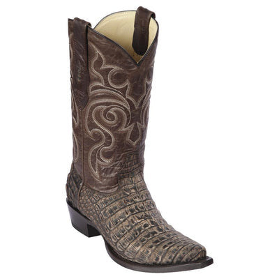 LOS ALTOS BOOTS MENS #948235 SNIP TOE | GENUINE CAIMAN BELLY BOOTS | COLOR SANDED BROWN image 0