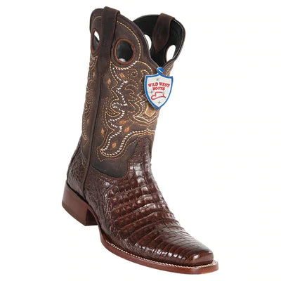 WILD WEST BOOTS #28188207 MEN'S | COLOR BROWN | MEN'S WILD WEST SQUARE TOE CAIMAN BELLY BOOTS HANDCRAFTED image 0