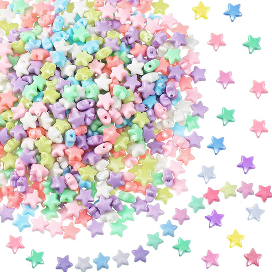 500 Pieces Acrylic Star Beads Assorted Colorful Pastel Star Shape Charming Beads Spacer for DIY Jewelry Craft Making Necklace Bracelet Supplies image 0