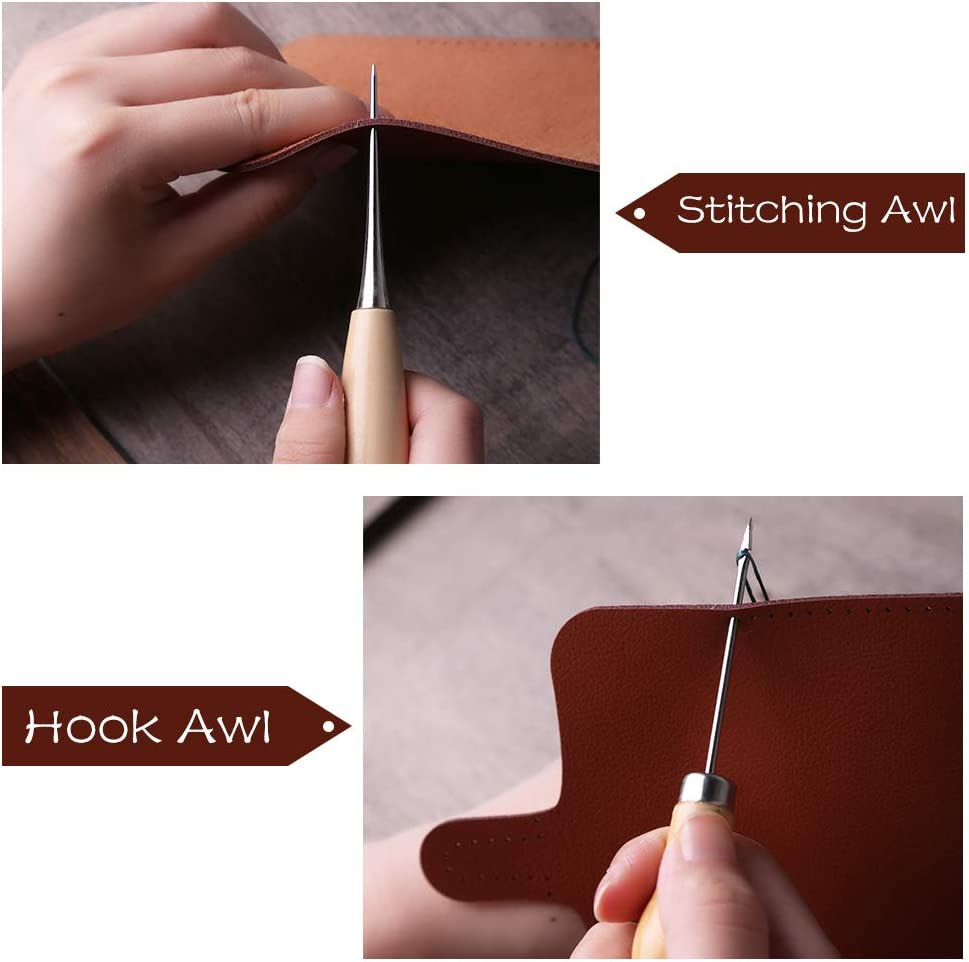 30 PCS Upholstery Repair Kit, Leather Sewing Repair Kit with Sewing Thread, Large Eye Leather Sewing Needles, Awl, Leather Hand Sewing Needles, Leather Craft Tool Kit for Leather Repair, Stitching image 4