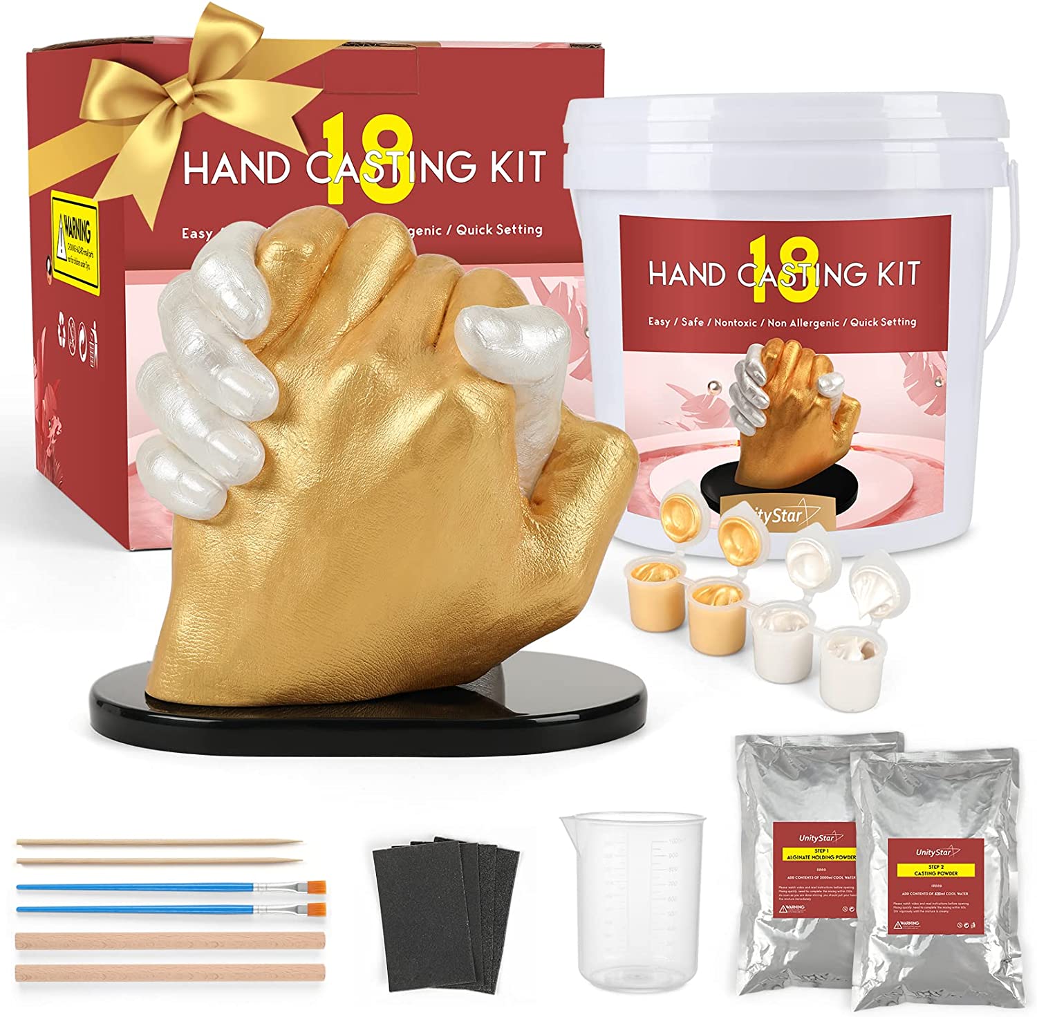 Hand Casting Kit for Couples, UnityStar Hand Mold Kit for Family Kids Mother's Day Gift Hand Sculpture Kit for Couple DIY Hand Statue Kit Adult &amp; Child, Wedding, Friends, Anniversary image 0