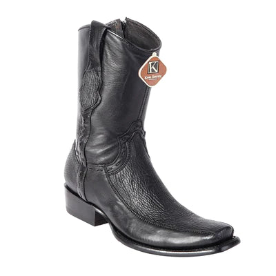 MEN'S KING EXOTIC SHARKSKIN BOOTS WITH INSIDE ZIPPER DUBAI TOE HANDCRAFTED BLACK (479BF0905) image 0