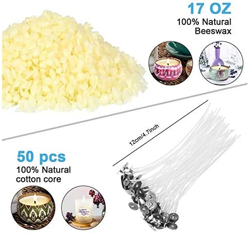 Kinomi DIY Candle Set for Beginners,Candle Making kit with Candle Tins,Bow Tie Clips,Candle Wicks,Heat-Proof Containe,Spoon,Beeswax image 3