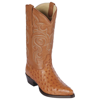 LOS ALTOS BOOTS MENS #990351 J TOE | GENUINE FULL QUILL OSTRICH BOOTS | COLOR HONEY image 0