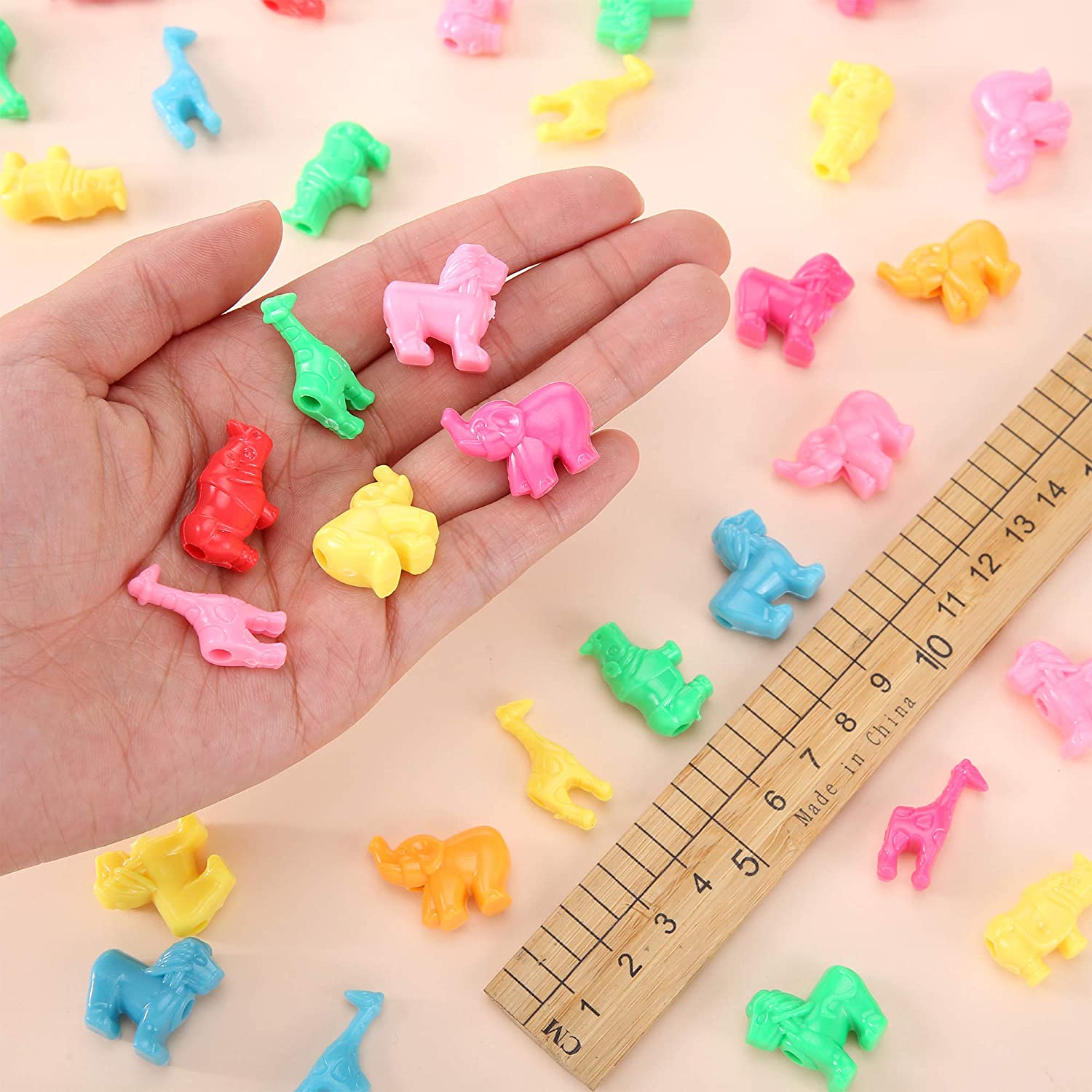 180 Pcs Animal Shaped Beads Zoo Animal Pony Bead Charms Plastic Colorful Craft Beads 0.66 Pounds with Various Animal Design for Kids DIY Jewelry Craft Making Necklace Bracelet Supplies image 2