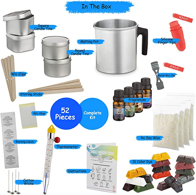 Etienne Alair Candle Making Kit - DIY Scented Candles Kit for Soy Candle Making, Set Includes: 2Lb Wax, 16 Color Wax Dye, 4 Fragrance Oils, and 4 Tins image 2