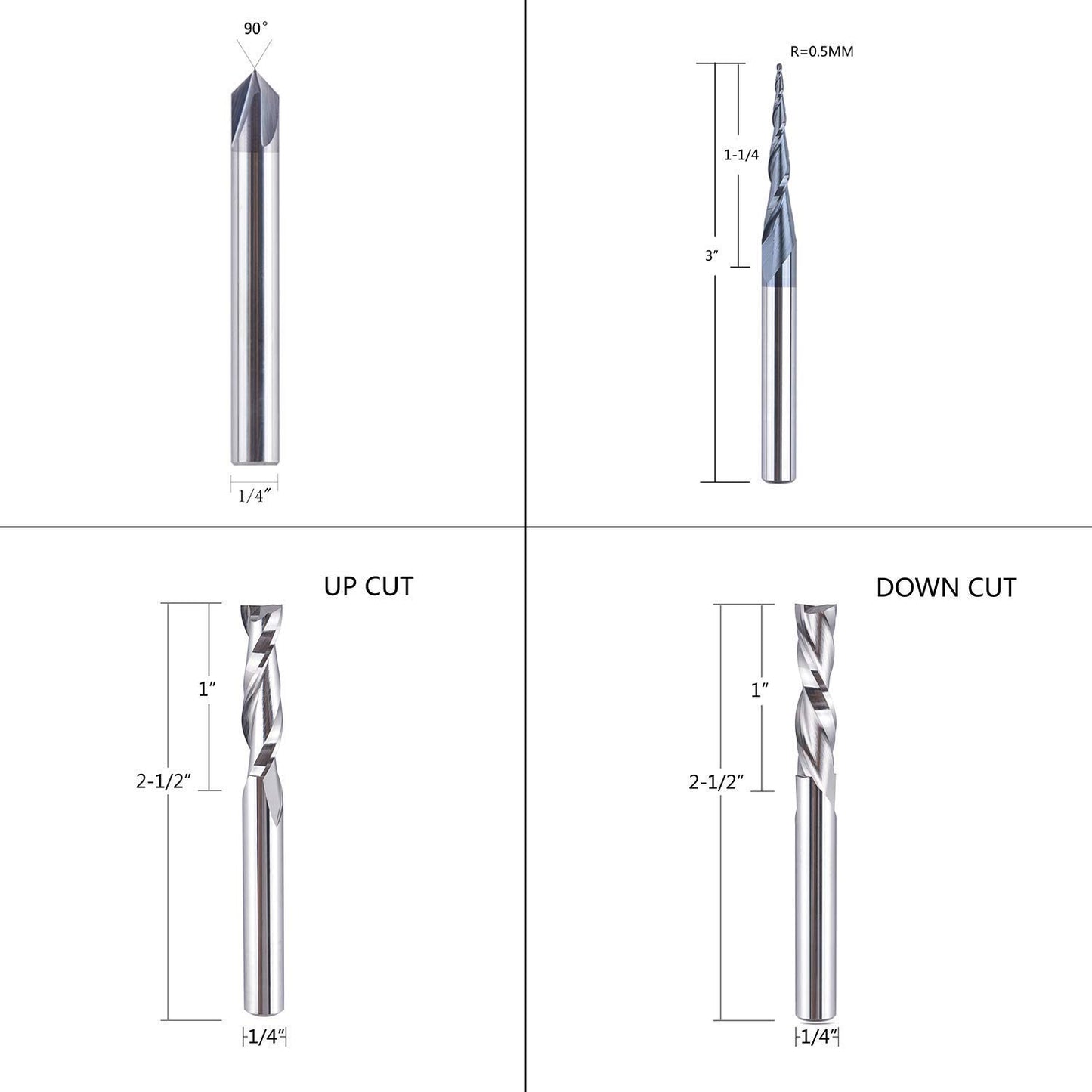 SpeTool CNC Router Bits Carving Set for Wood Profile V Groove Engraving Solid Carbide 1/4 Inch Shank image 1